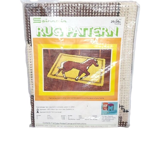 Vintage NEW Spinnerin Latch Hook Rug Printed Pattern Canvas Horse Yearling Pony - Picture 1 of 4